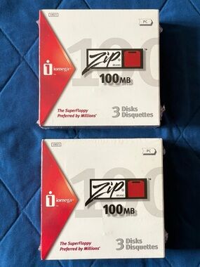 2-Pk Iomega Zip 100MB Disks PC IBM (6 Disks) Vintage NOS MPC Sampler NEW SEALED